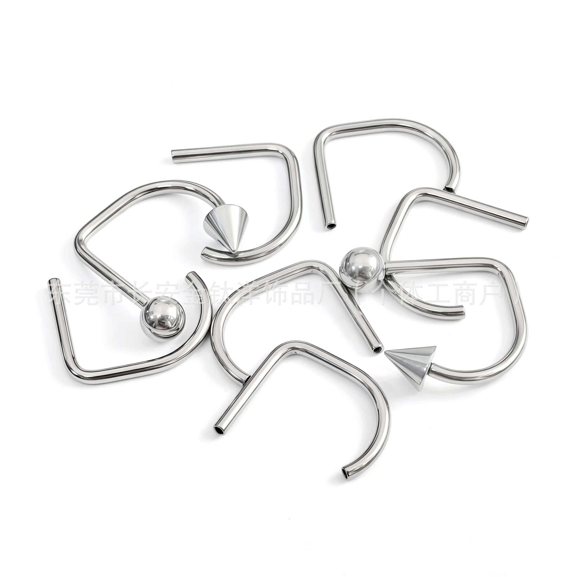 F136 Titanium D-Ring Internally Threaded Lip Ring Nose Ring Earring G23 Titanium Alloy Body Piercing Jewelry detail image 4