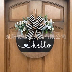Cross-Border New Interesting Front Door Welcome Sign, Wreath Door Sign Decoration, No Soliciting Fun Wooden Sign