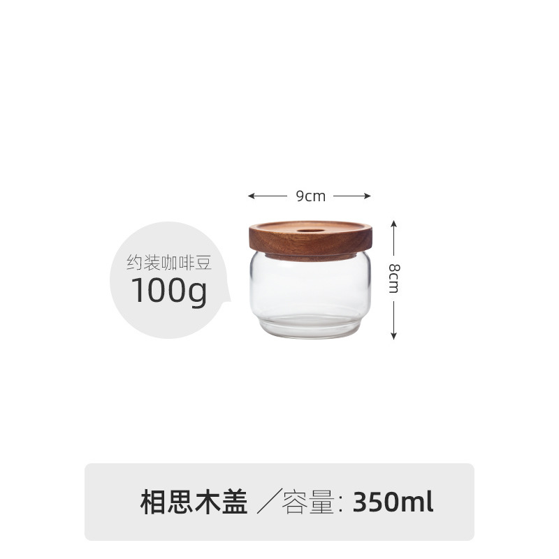 Frasco sellado de granos de café frasco de almacenamiento de botellas de vidrio de cocina de madera de acacia con tapa granos de fruta seca frasco de almacenamiento de té