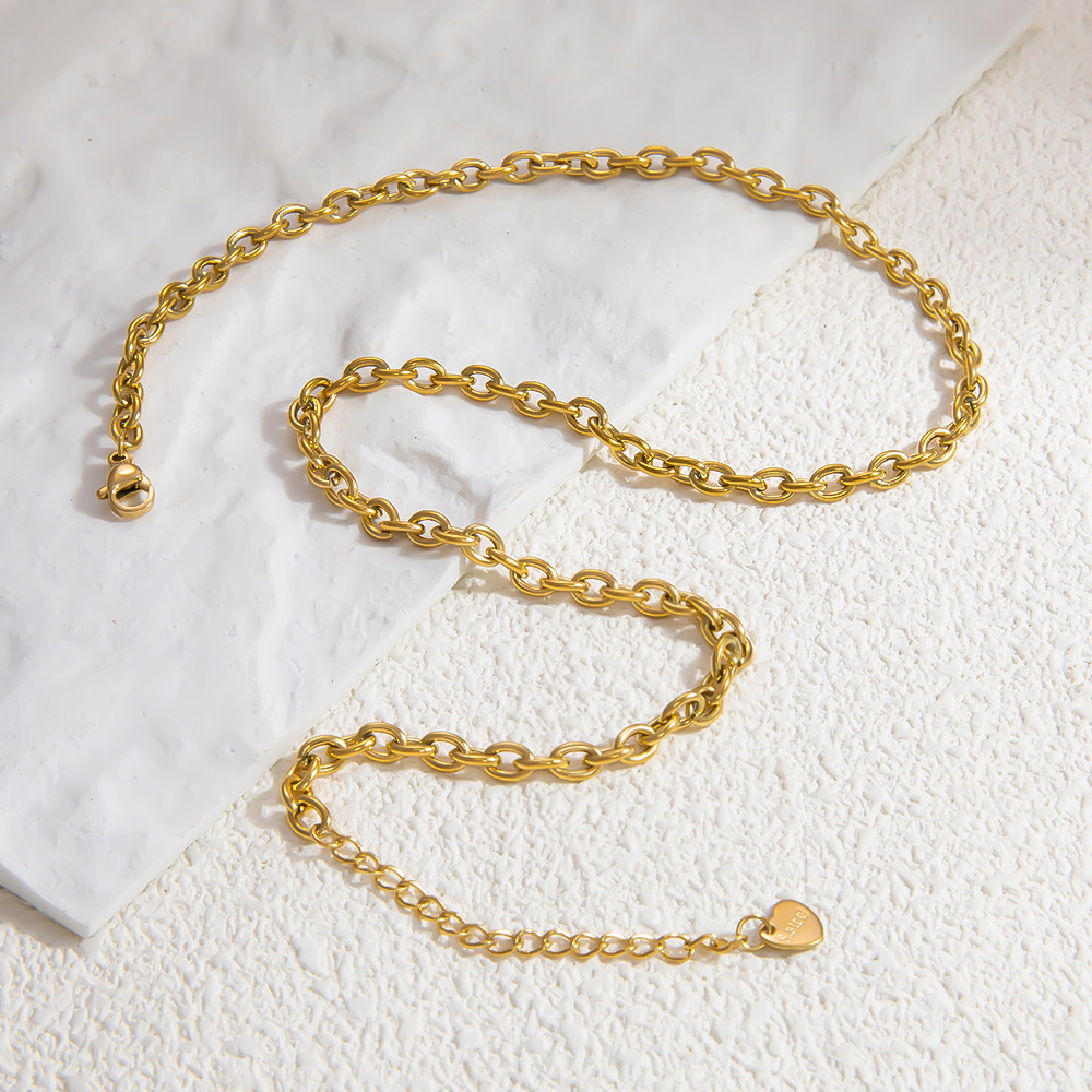 304 Stainless Steel Pendant Material PVD Coated Real Gold Plated Geometric 304 Stainless Steel Lady Waterproof Non Tarnish 304 Stainless Steel Lobster Trigger Clasp Closure Necklace