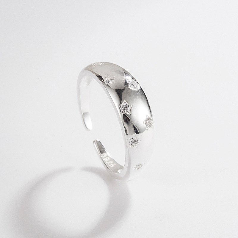 18K Gold Plated Silver Plated 925 Sterling Silver Zircon Geometric Star Adjustable Ring Open Rings Rings display picture 2