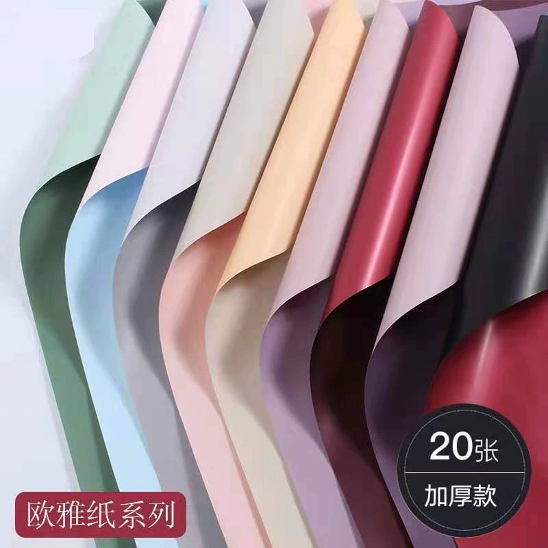 Двухцветная водонепроницаемая бумага Ouya для упаковки цветов, однотонная флористическая бумага для букетов, в наличии