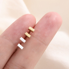 S925 Silver-plated Stud Earrings, Small Basic Geometric Cube Ear Decor, Simple Mini Piercing Couple Earrings