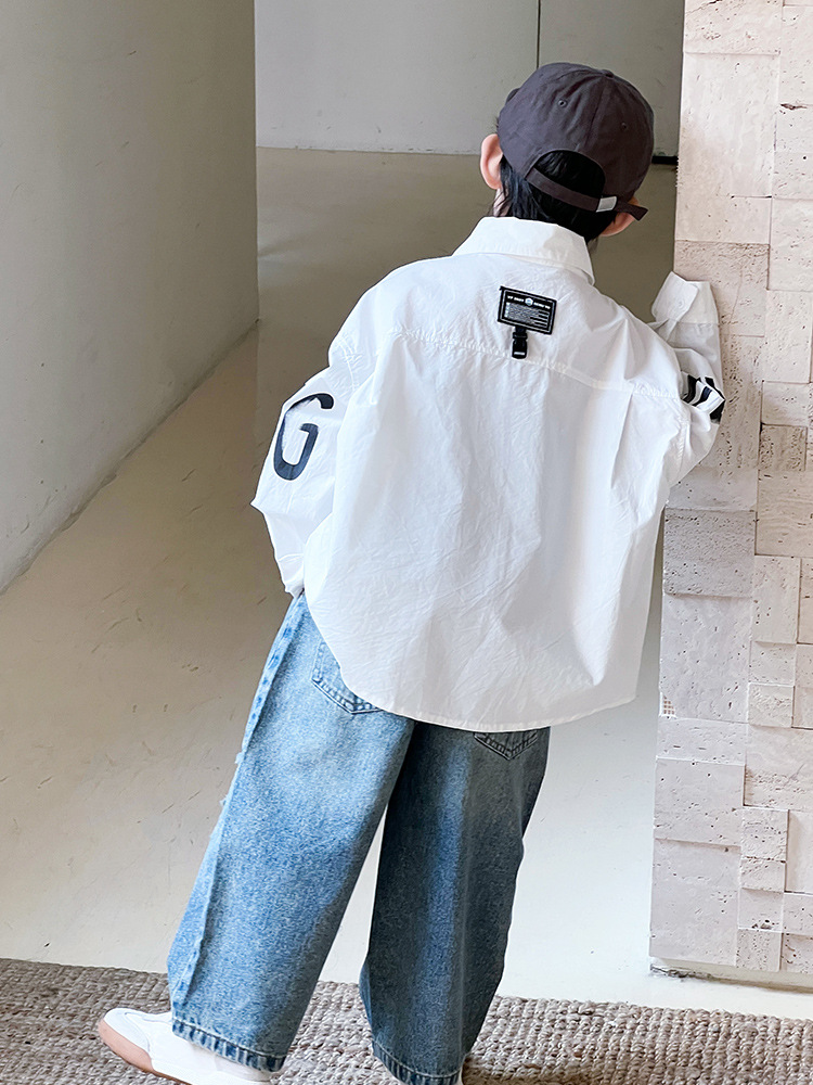 Camisas de otoño para niños, camisas infantiles, ropa infantil de otoño 2024 nuevo estilo, camisetas a rayas de estilo coreano para niños pequeños