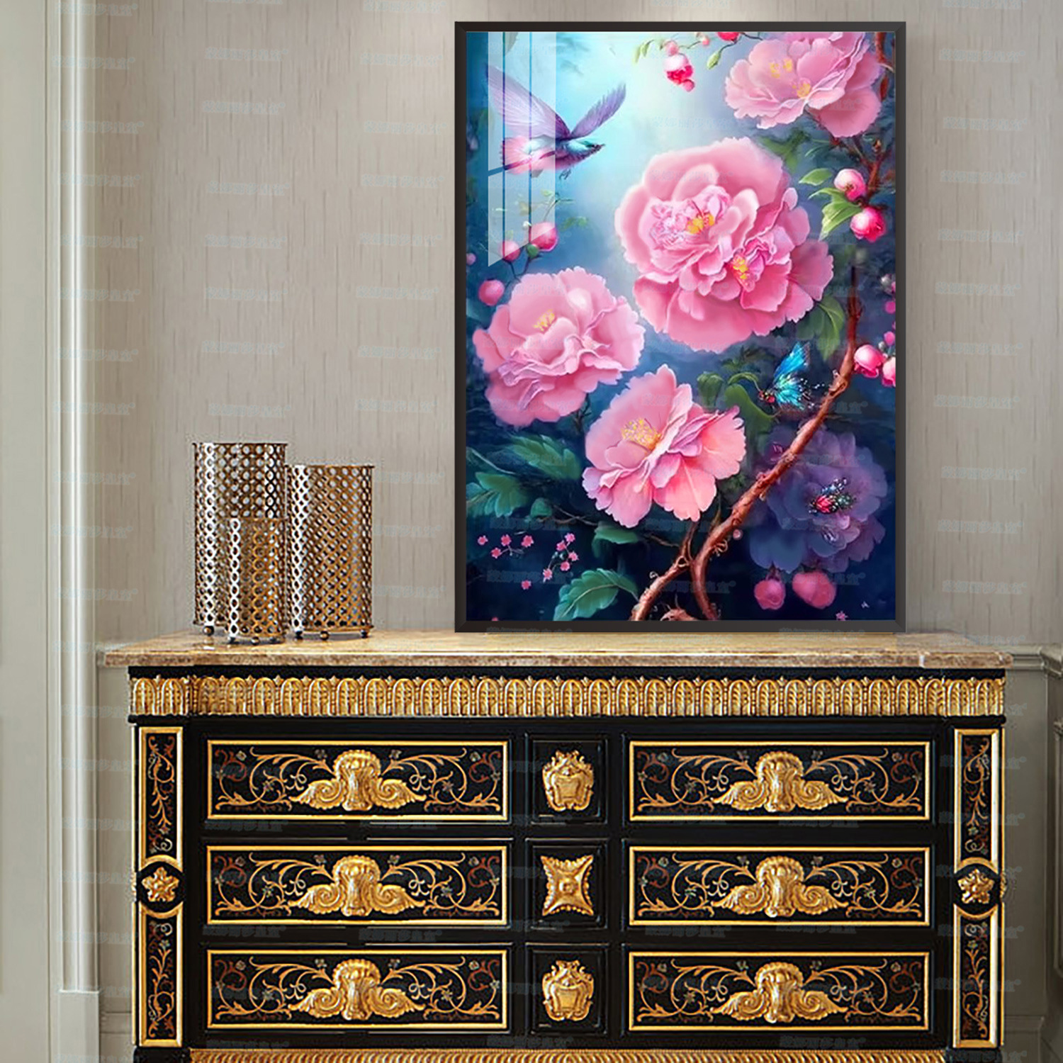 Mona Lisa Real Camellia de bordado cruzado moderno minimalista pinturas decorativas de mariposa estética bordado de hilo a mano