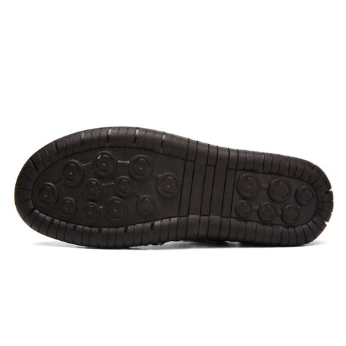 Summer and Autumn Men's Large Size Leather Sandals Men's Fashion Real Leather Beach Shoes Casual Slippers Men's Stitched Shoes