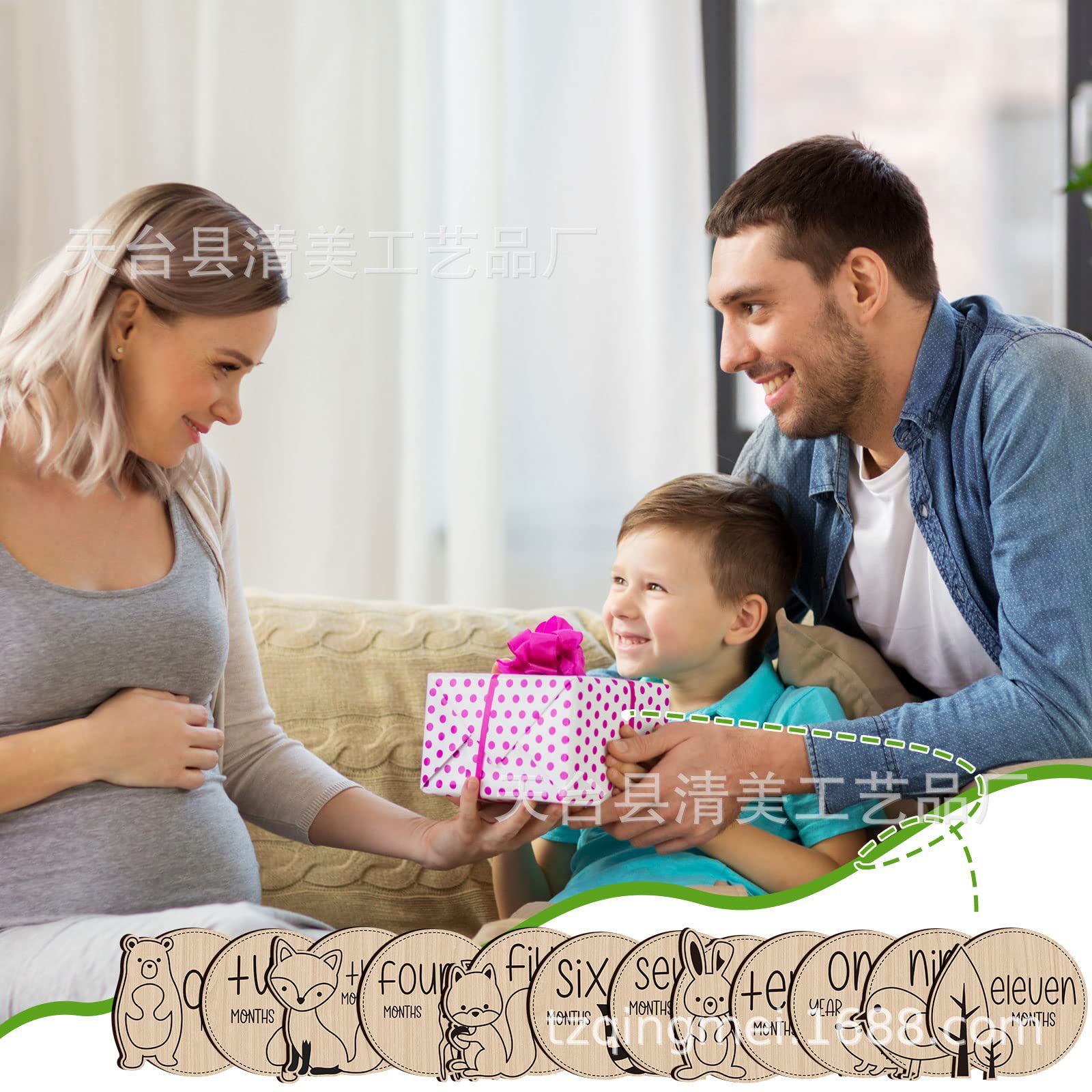 12 hitos de madera para bebés, decoración de madera, dibujos animados de bricolaje, tarjeta de rosa para bebés, logotipo de nacimiento, artesanía de fiesta