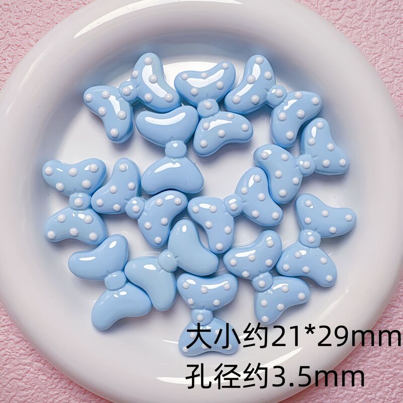 可爱卡通滴油波点蝴蝶结亚克力直孔散珠diy手机链串珠材料饰品配|undefined