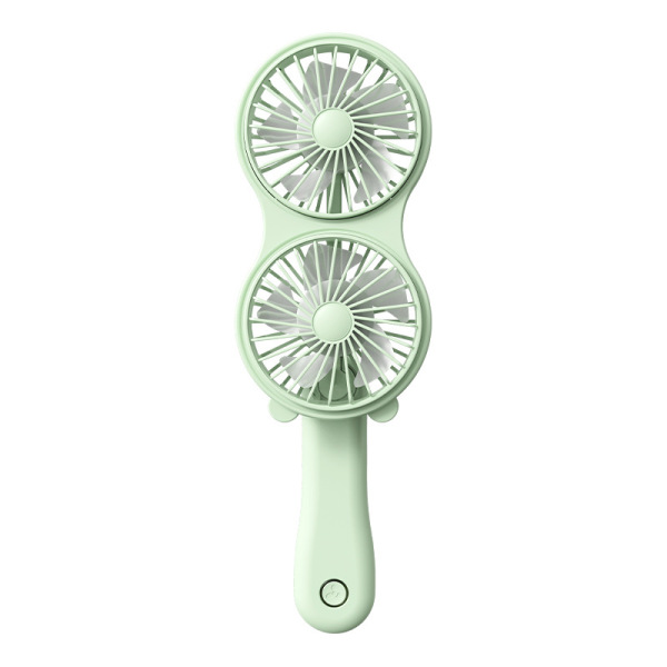 USB Double-Headed Handheld Small Fan Mini Portable Charging Student Dormitory Desktop Night Light Silent Electric Fan