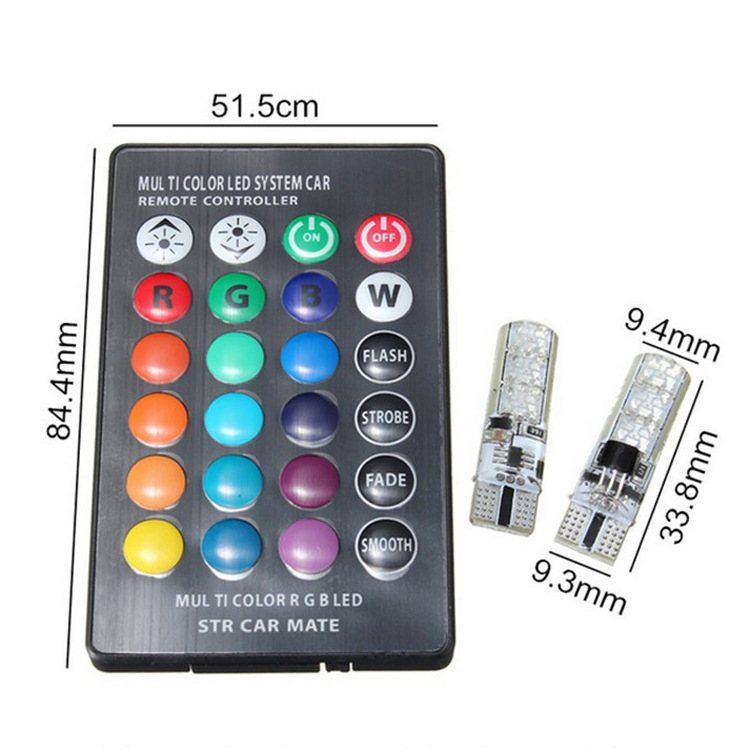 T10 ancho de luz silicona 5050-6smd coche LED colorido RGB pequeña Luz de matrícula luz intermitente de pegamento colorido Luz image 5
