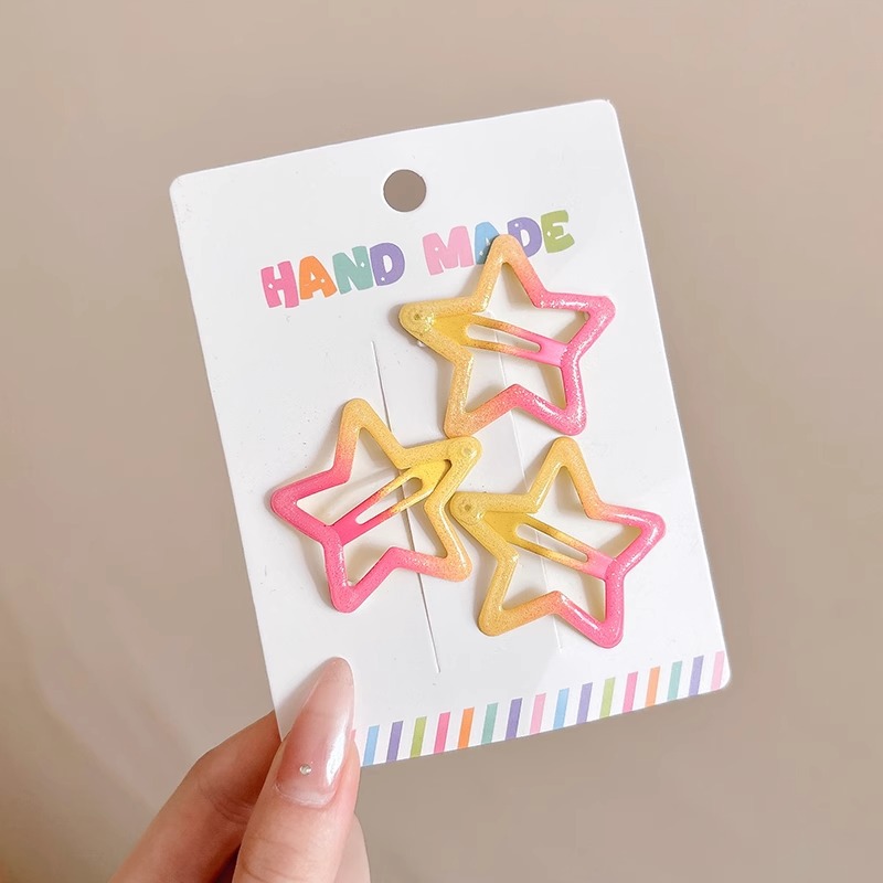 Horquilla de estrella de color dopamina 2025 nueva horquilla de gota de agua de nube para niños flequillo lateral bb clip tocado