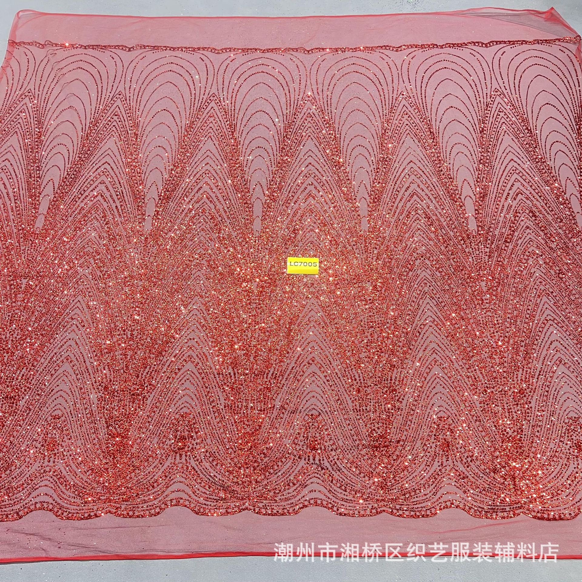 LC7005款单色5码起订 喷金婚纱晚礼服面料洒金婚礼服网眼布