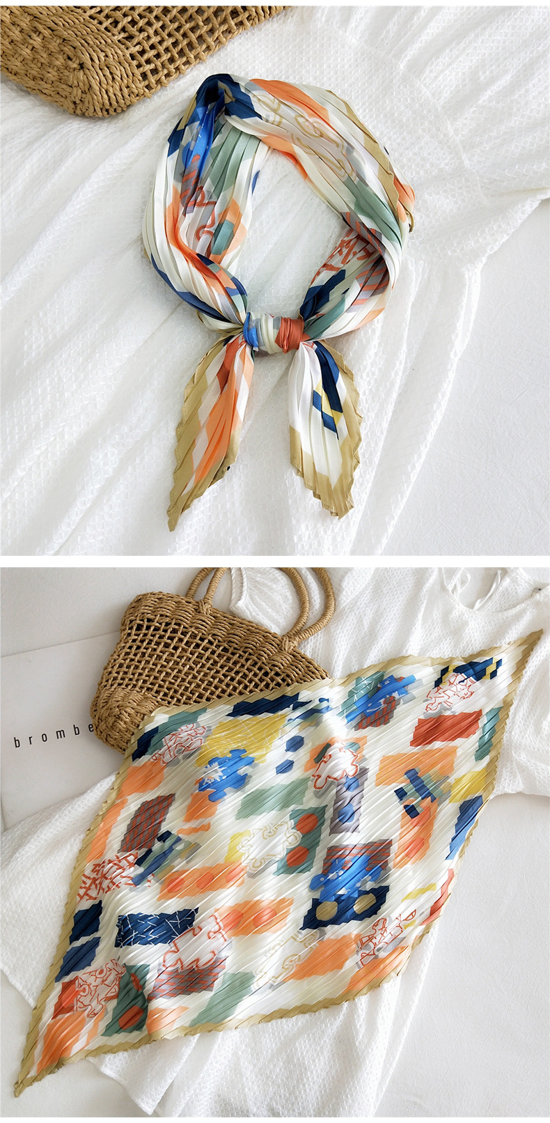 50g Weight Silk Scarf Classification Travel Occasion Silk Material Unisex Gender Sweet Style Khaki, Orange, Grey, Purple, Red, Green, Blue, Yellow Color Korean Thin Silk Small Square Scarf 4