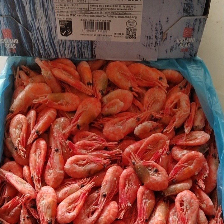 海鲜 净重10斤甜虾 头膏腹籽北极甜虾80/100 冰冻虾 冰虾