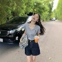 小众新款短袖v领t恤