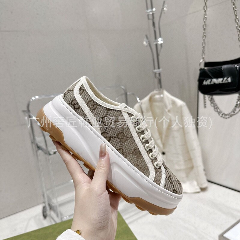 G Home 1977 Thick-Soled Embroidered Canvas White Shoes 2025 New Lace-Up Color-Block Thick-Soled Lace-Up Round-Toe Women's Shoes G Home 1977 Thick-Soled Embroidered Canvas White Shoes 2025 New Lace-Up Color-Block Thick-Soled Lace-Up Round-Toe Women's Shoes