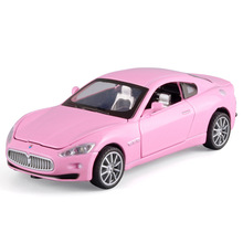 (盒装）1:32粉红合金玛莎拉帝跑车模型 吃鸡同款儿童玩具车模批发