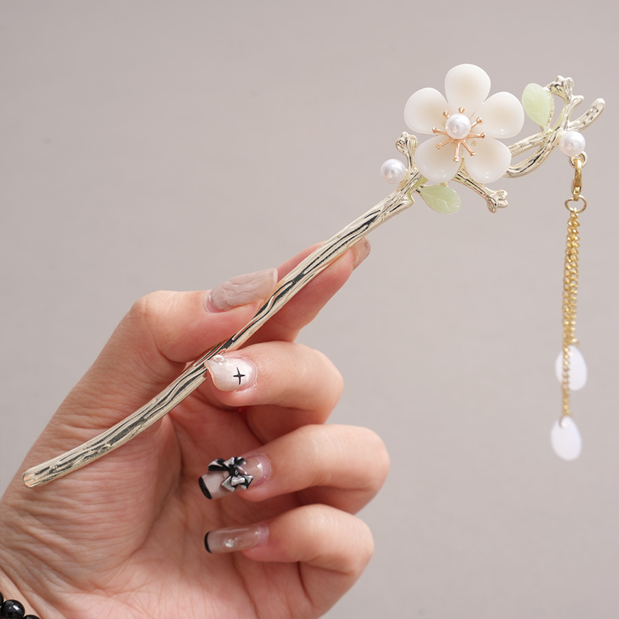 30g Weight Hair Sticks Hair Accessories Type 1 Piece Quantity Tea Party, Street Occasion Imitation Pearl, Alloy Material Flower Pattern All Seasons Season Women's Gender Elegant, Classical Style Elegant Classical Women's Flower Imitation Pearl Alloy Hair Sticks 4