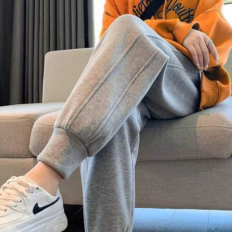 Sports Casual Pants Women's Spring and Autumn Cotton Loose High Waist Slimming All-match Straight Leg-toe Harlan Wei Pants Trendy Sports Casual Pants Women's Spring and Autumn Cotton Loose High Waist Slimming All-match Straight Leg-toe Harlan Wei Pants Trendy