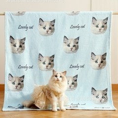 diy宠物头像图案宠物毯子logo猫咪办公室披肩午睡毯法兰绒沙发毯