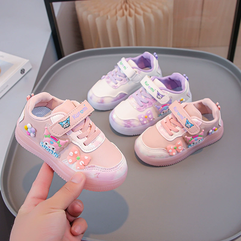 2024 новые детские световые кроссовки для девочек мультфильм маленькие белые туфли красочные светильники корейские повседневные кроссовки