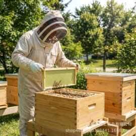 蜜蜂箱全套包邮养蜂工具新手中蜂蜂箱子诱蜂桶煮蜡标准十框杉木箱