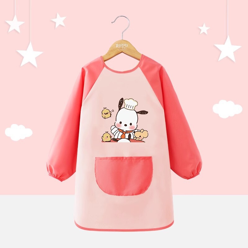 子供用エプロン絵画服幼稚園スタジオアートベルクロ長袖防水防汚よだれかけスモック逆着用|undefined