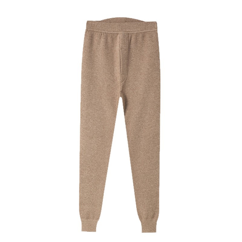 Quần legging cashmere nam nữ cao cấp lưng cao giữ ấm dệt kim — Màu xám đậm của nam giới