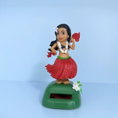 New Solar-Powered Swinging Hawaiian Girl Car Decoration Creative Cartoon Car Ornament Gift (Car ornaments) - 665115-red-style-a
