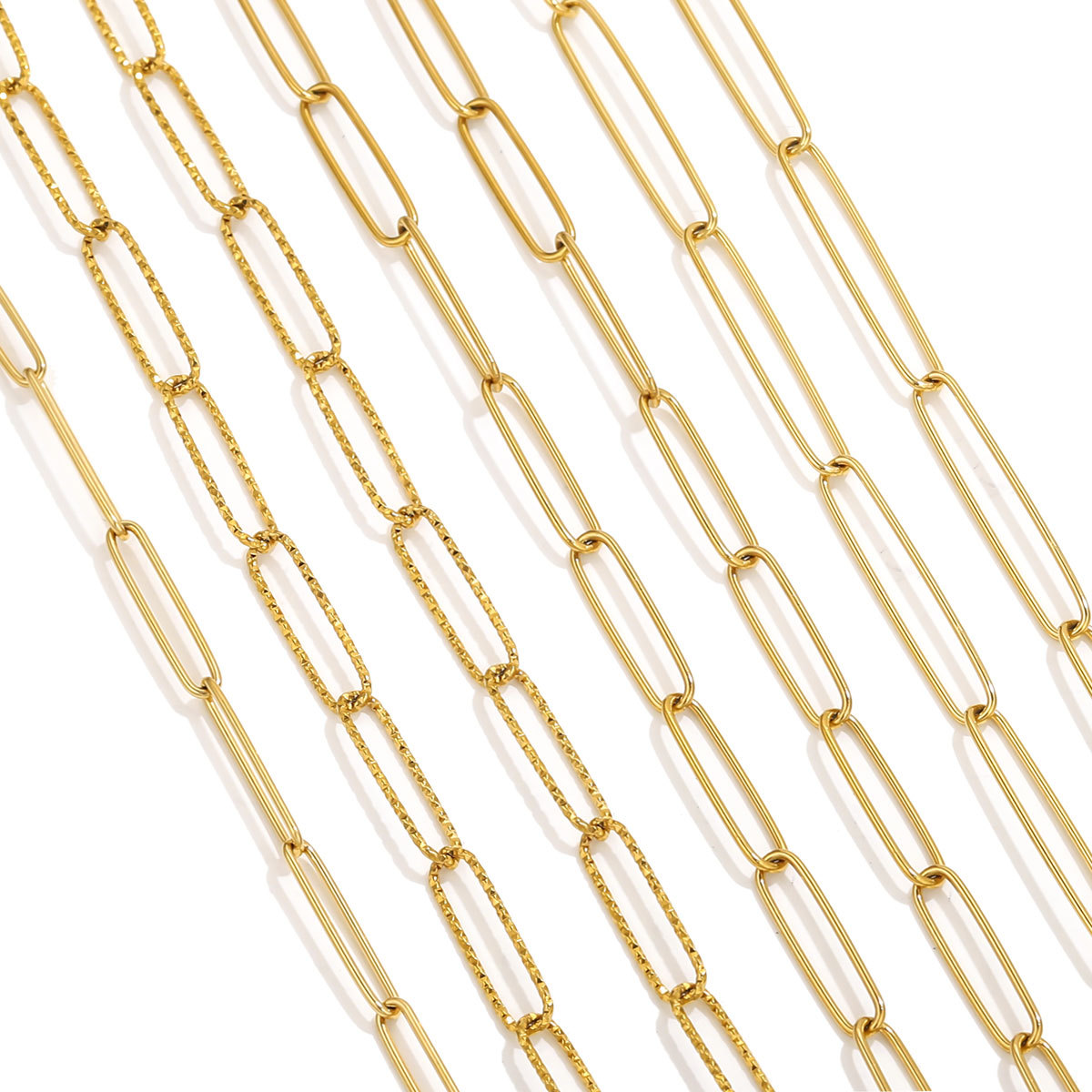 Acero inoxidable PVD chapado en oro oro cadena de cadena cruzada súper larga collar de bricolaje pulsera accesorios de joyería cadena al por mayor