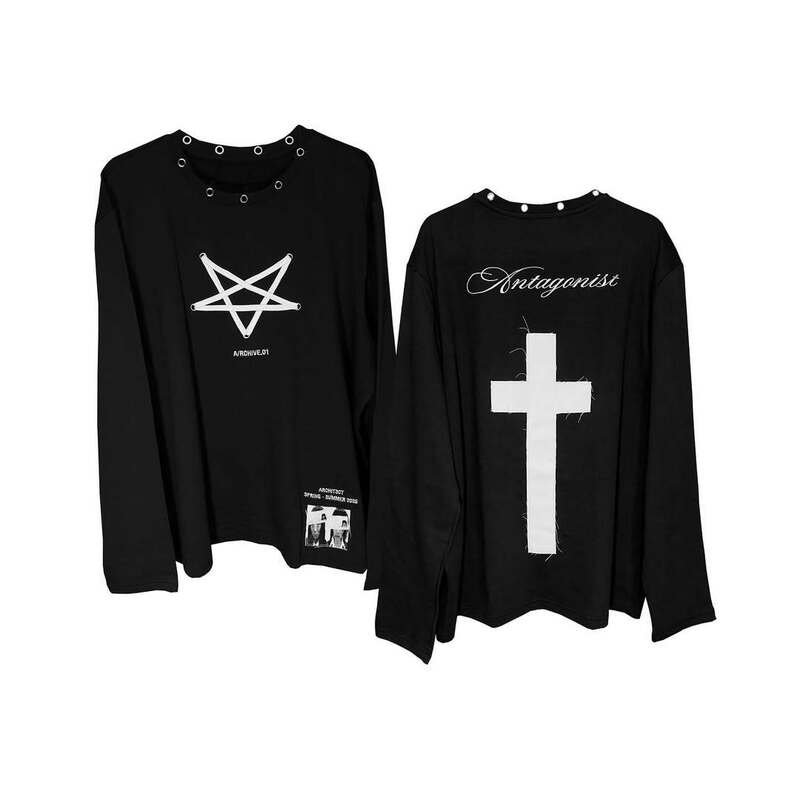 European and American Cross-Border New Autumn Gothic Dark Punk Patch Personalized Emo Girl Long-Sleeved T-Shirt Y2K Wholesale