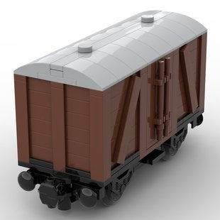 Building Blocks Cross-Border Moc-78696 7 Stud Wide Old Style Box Car 2 Axis Train