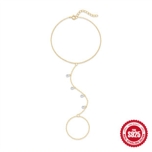 Fashionable diamond, pendant, chain, brand ring, silver 925 sample, European style, high-quality style