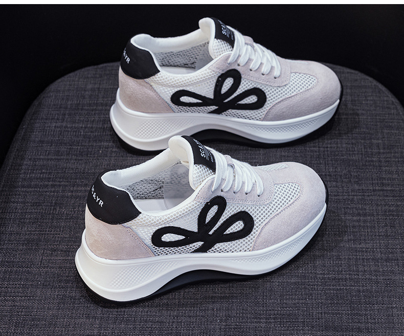 Giày sneaker nữ chunky đế dày phối màu da thật phong cách retro — M2915-1 Beige Lưới Xuyên, M2915-1 Vàng Lưới Xuyên chi tiết 15