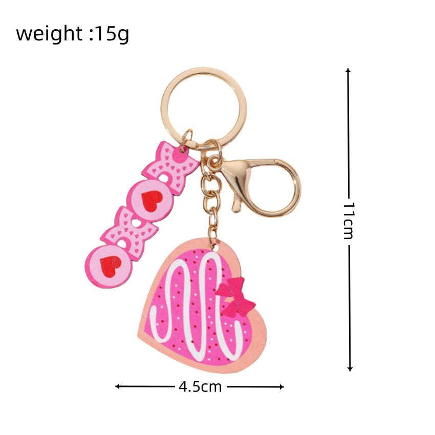 19g Weight Bag Pendant, Keychain Classification Classic Style Commute Letter Heart Shape Wood Valentine'S Day Unisex Bag Pendant Keychain