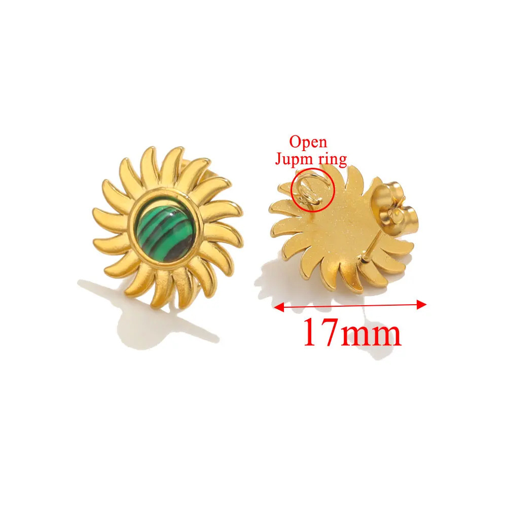 Pendientes de girasol de piedra natural de acero inoxidable pendientes de acero de titanio pendientes de piedra Ojo de Tigre pendientes de accesorios de joyería DIY