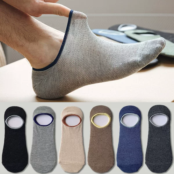 European and American Cross-Border Popular Men's Summer Thin Silicone Non-Slip Breathable Sweat-Absorbing Boat Socks Casual Low-Cut Invisible Socks