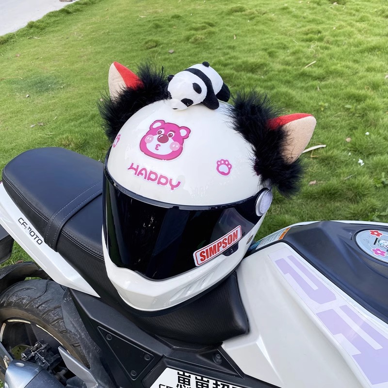 Plush Orange Fox Ear Helmet Decoration Accessories Detachable Motorcycle Electric Helmet Women Riding Equipment Versatile