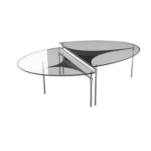 Heart-breaking furniture | Middle-aged Bauhaus Korean living room stainless steel glass combination coffee table set sofa side table table