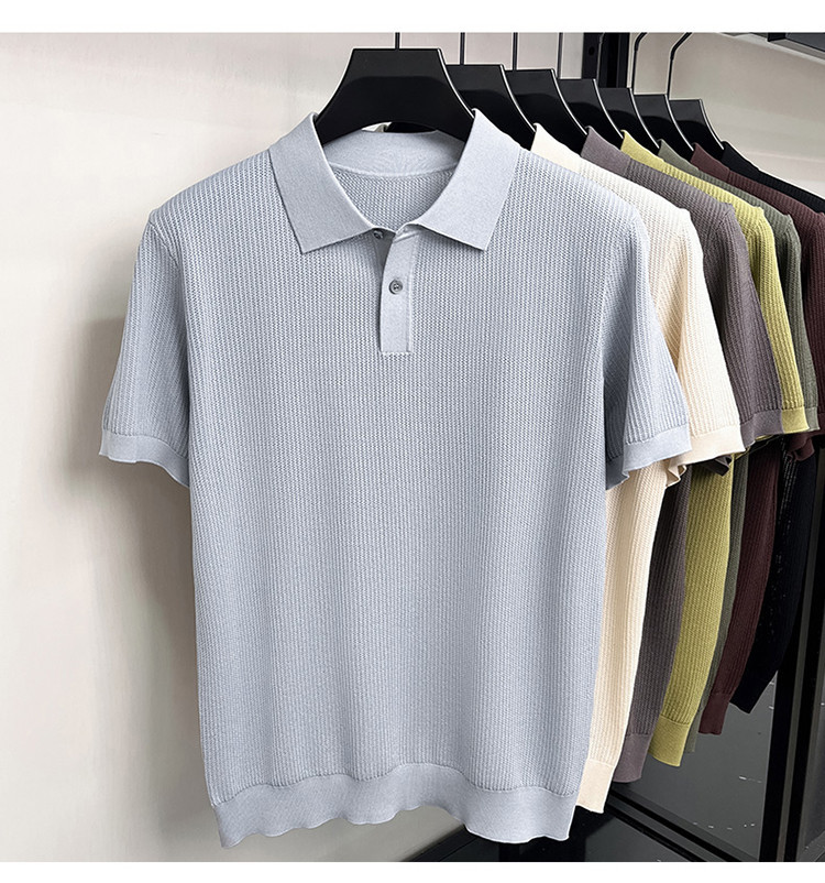 Men's High End Modal Breathable Cooling Collar Polo Shirt New Summer Short Sleeve Knitted T-Shirt Comfortable Fashion Top_viptrois.com