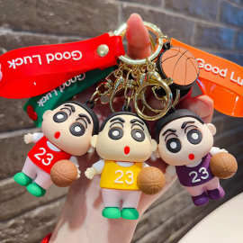 创意卡通蜡笔小新钥匙扣动漫硅胶公仔汽车钥匙包包挂件学生小礼品