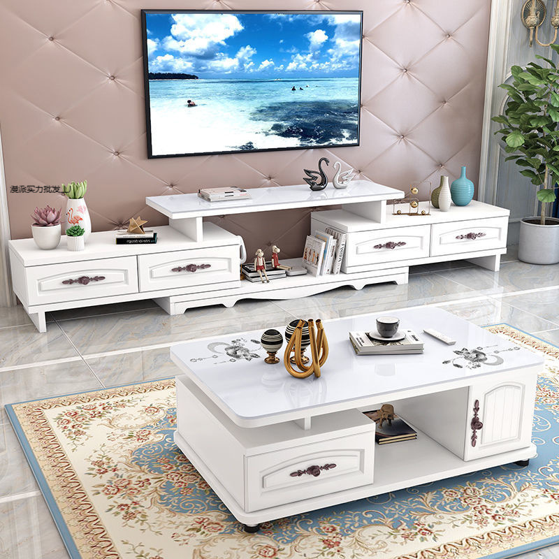 Coffee Table Tv Cabinet Combination Set Tempered Glass Modern Simple Creative Coffee Table Living Room