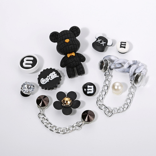 Cross-border hole shoe flower personalized DIY decoration cartoon cute 3D chain little bear accessories detachable shoe fasteners