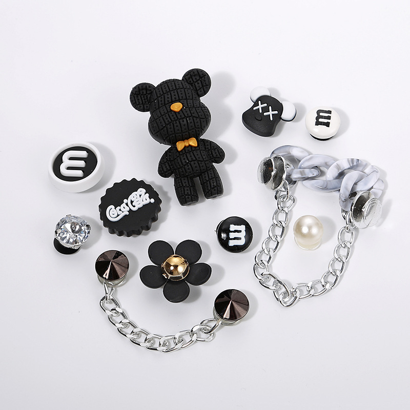 Cross-border Hole Shoes Shoe Flower Distinctive DIY Decoration Cartoon Cute Three-dimensional Chain Bear Accessories Removable Shoe Buckle