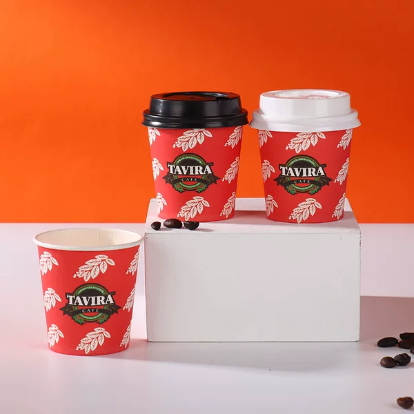 4 oz Drinking Cup Office Commercial Disposable Paper Cup Milk Tea Coffee Tasting Cup Household Double Layer Paper Cup with Lid