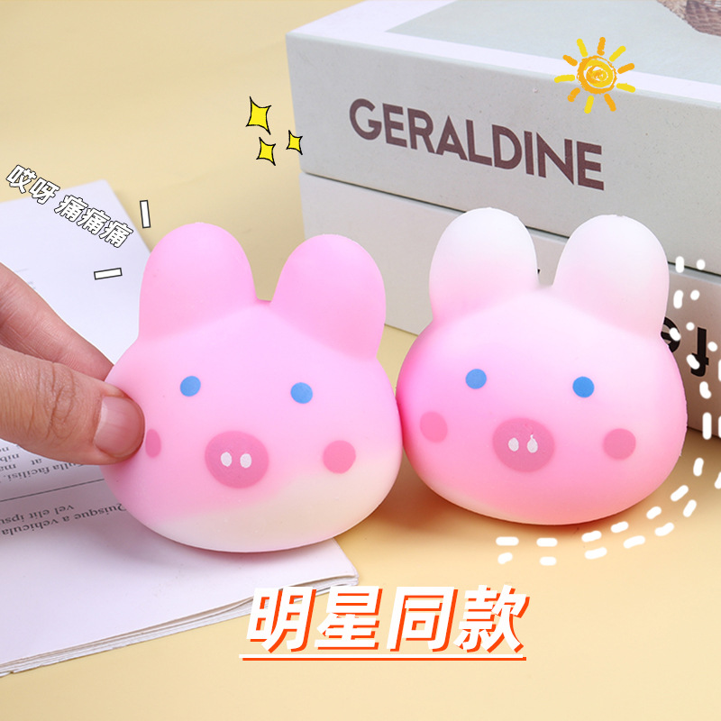 Conejo, cerdo, pellizco, música creativa, novedoso, juguete de descompresión, bola de fuga, cerezo, artefacto de descompresión de rebote lento, pequeño regalo