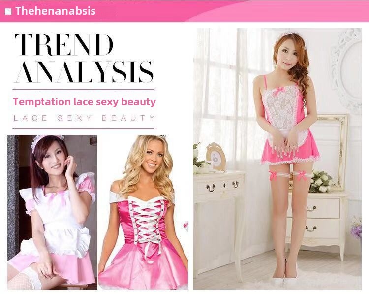 Sexy lingerie uniforme tentazione cameriera vestito trasparente pizzo fascia grembiule cameriera casa una generazione di capelli_voghion.com