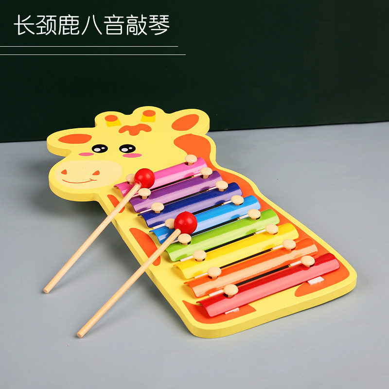 Montessori de madera de dibujos animados animal de ocho tonos de piano instrumento musical de percusión Infantil Educación Preescolar juguete educativo lote