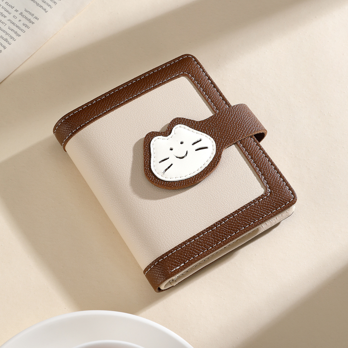 Multi-tarjeta estudiantes adorables gatos hebilla corta pu billetera transfronteriza simple tres por ciento billetera damas