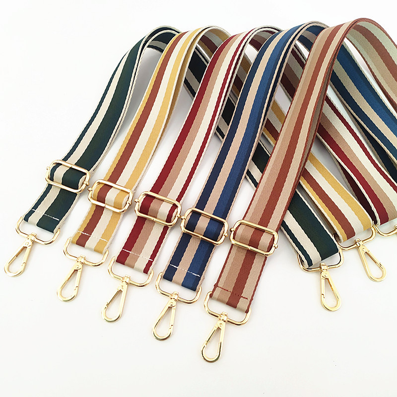 New Contrast Color Striped Wide Shoulder Strap Thickened Women's Bag Accessories display picture 3